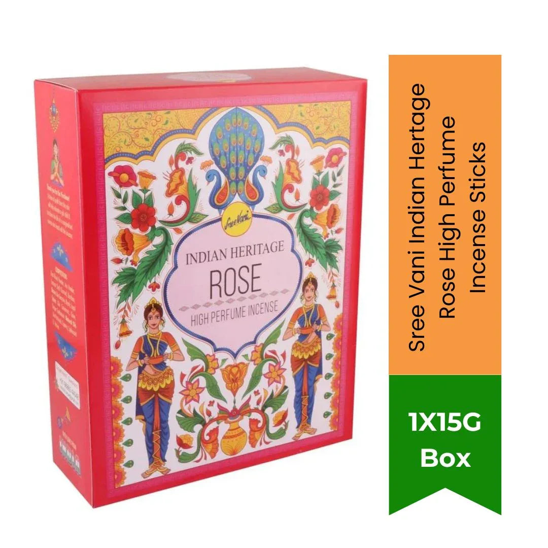 Sree Vani Indian Heritage Rose High Perfume Incense Sticks (Gulab Agarbatti) | Value Pack - Romantic Sweet Red Rose Bouquet Scent for Festive Home Mood Upliftment | South Africa | India Bazaar