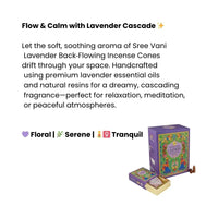 Sree Vani Lavender Backflow Incense Dhoop Cones Bulk Pack | 12 Boxes (120 Cones Total) - Large Family Pack Sleep Therapy Down-Smoke Cones for Burners | South Africa | India Bazaar