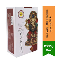 Sree Vani Little Ganesha Incense Sticks (Auspicious Puja Agarbatti) | Box Pack - Holy Spicy Herb Scent for Removers of Obstacles, Cleanses Home Energies | South Africa | India Bazaar