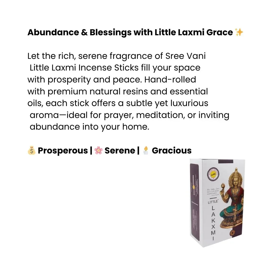 Sree Vani Little Laxmi Incense Sticks (Premium Wealth Ritual Agarbatti) | Box Pack - Spiritual Sweet Rose Fragrance for Friday Prayers & Inviting Prosperity | South Africa | India Bazaar
