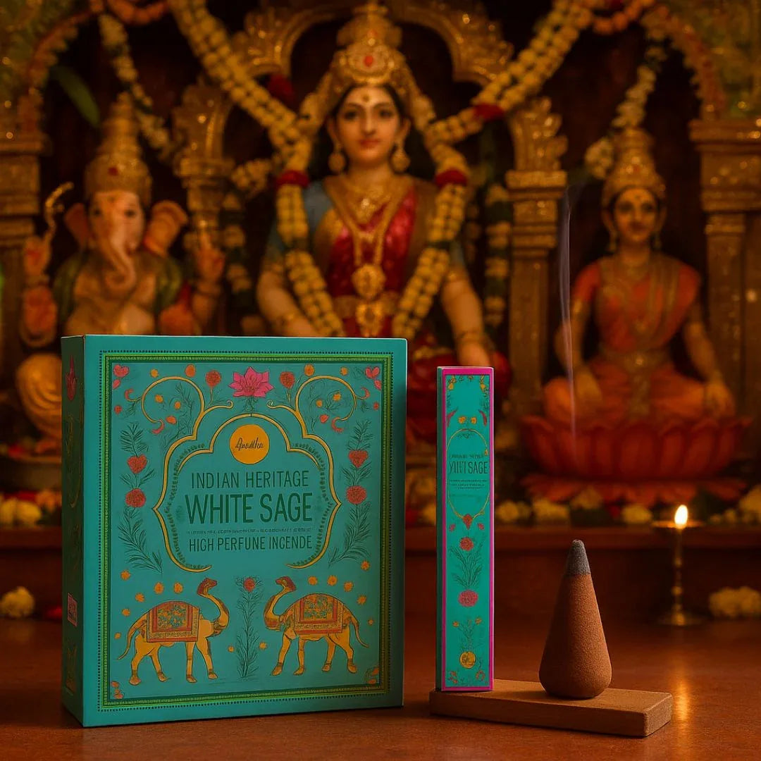 Sree Vani White Sage Backflow Incense Cones (Aura Cleaning Dhoop) | Pack of 12 - Sacred Smoke Cascading Cones to Repel Bad Odours & Invite Zen Peace | South Africa | India Bazaar