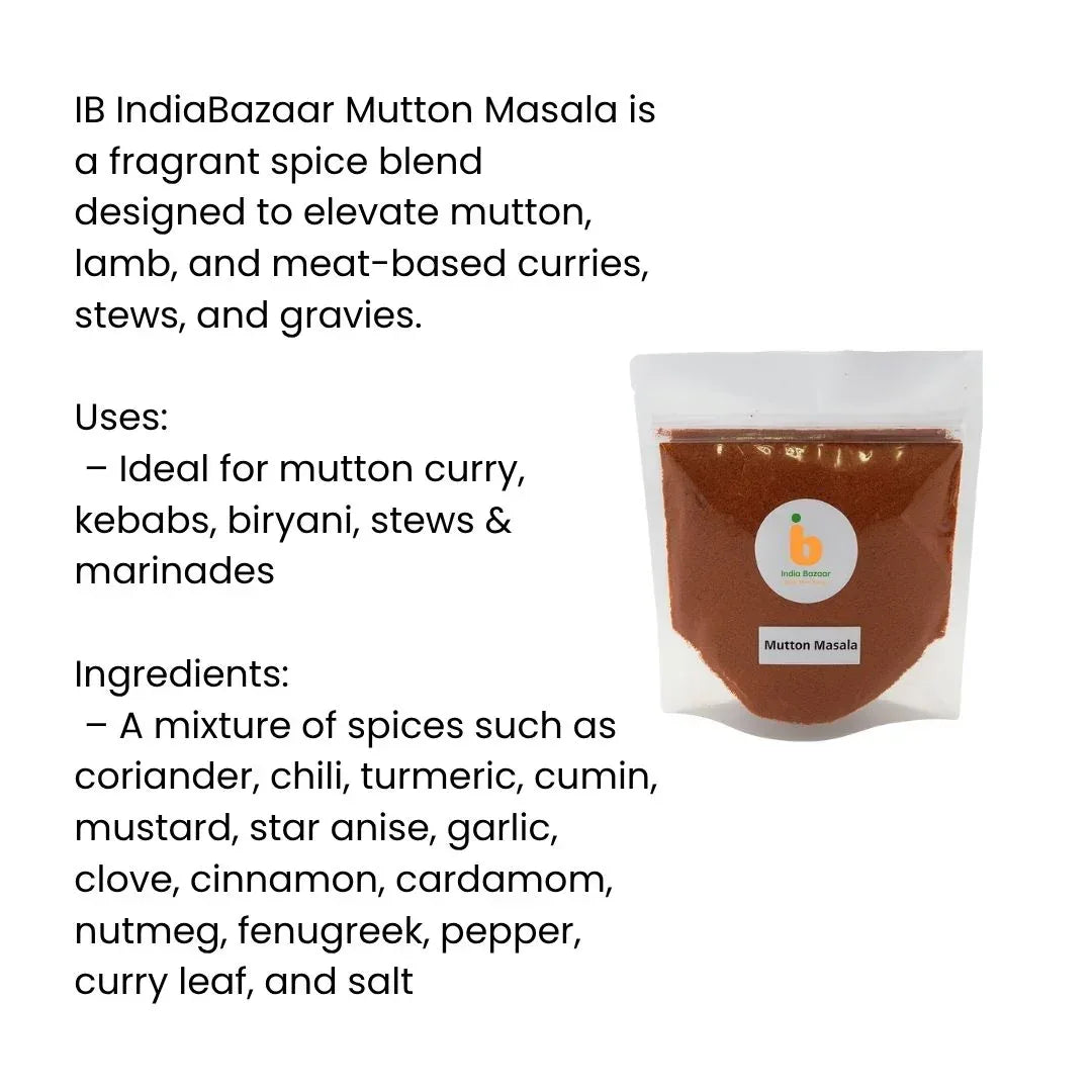 IB Mutton Masala (Spiced Lamb Curry Powder) | 100g - Robust & Pungent Roasted Spice Blend for Tender Slow-Cooked Meat Gravies & Durban Mutton Curries | South Africa | India Bazaar