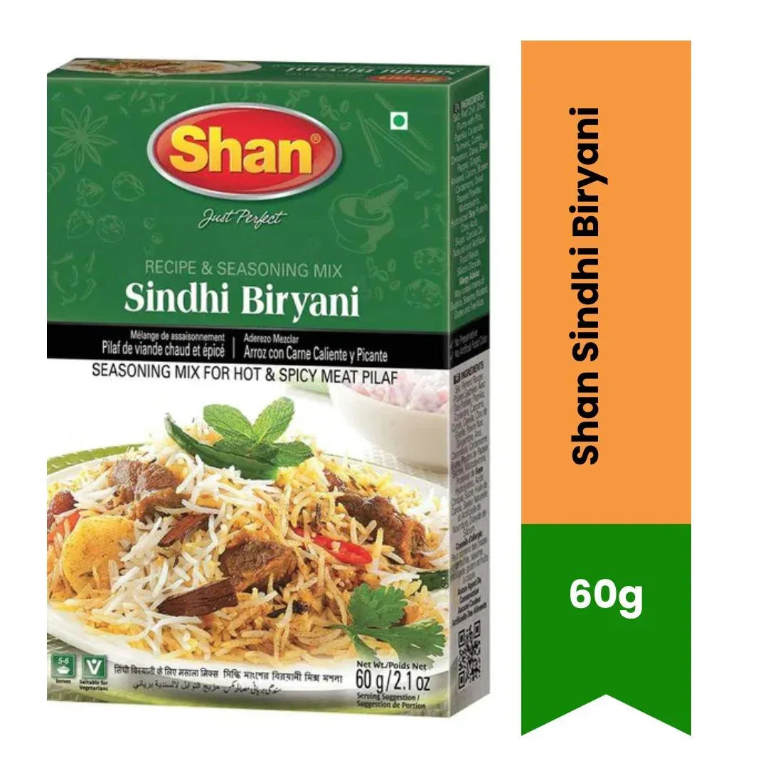 Shan Sindhi Biryani Seasoning and Recipe Mix | 60g - Fiery & Tangy Green Chili Flavour Layered Rice Spice Blend for Festive Meat Dishes | South Africa | India Bazaar