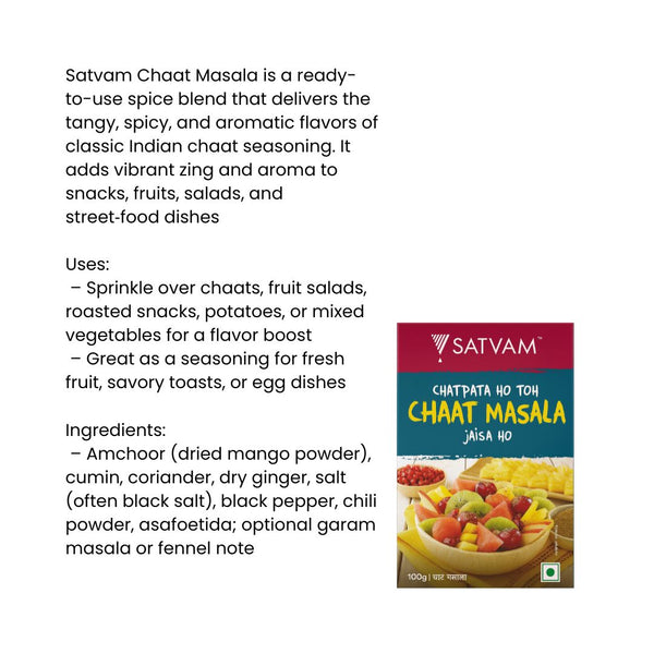 Satvam Chaat Masala – Authentic Indian Spice Blend | Tangy & Flavorful|BB:02.JUL.2027