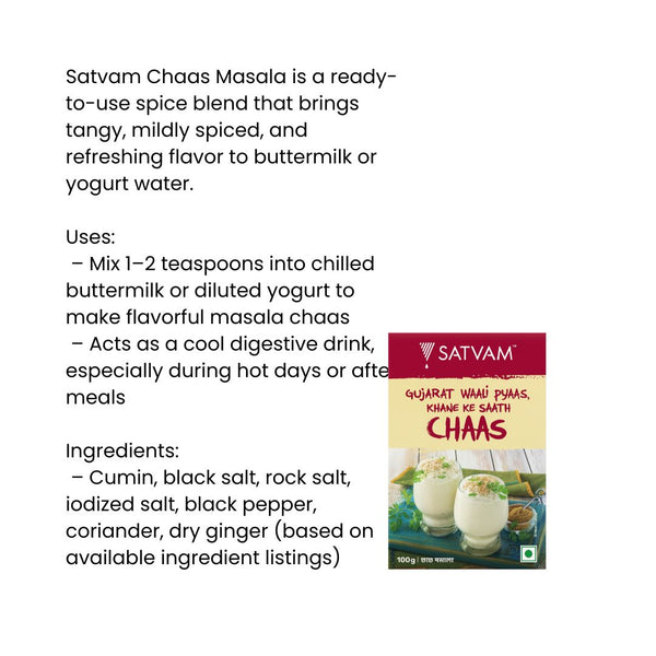 Satvam Chaas Masala – Authentic Spiced Buttermilk Mix | Refreshing Flavor|BB:26.JUL.2026