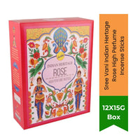 Sree Vani Indian Heritage Rose High Perfume Incense Sticks (Gulab Agarbatti) | Value Pack - Romantic Sweet Red Rose Bouquet Scent for Festive Home Mood Upliftment | South Africa | India Bazaar