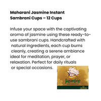 Maharani Jasmine Instant Sambrani Cups (Mogra Dhoop Cups) | Box Pack - Charcoal Embedded Real Benzoin Resin Cups with Sweet Floral Notes for Ritual Hawans | South Africa | India Bazaar