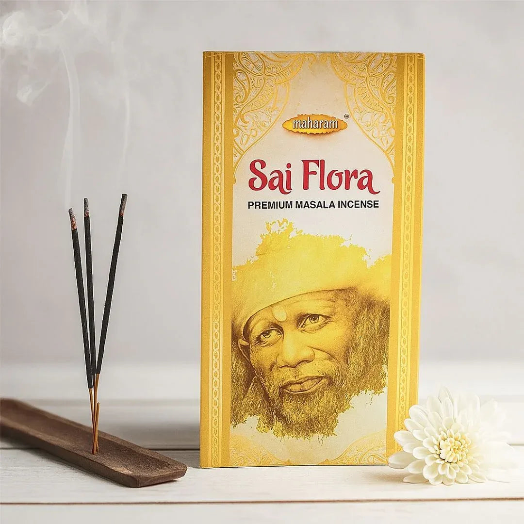 Maharani Sai Flora Premium Incense Sticks (Fluxo Agarbatti Bulk Pack) | 6-Pack Bundle - Strong Earthy Woody Fragrance for Long-Lasting Pooja & Meditation Aroma | South Africa | India Bazaar