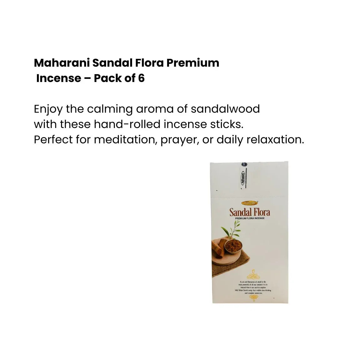 Maharani Sandal Flora Premium Incense Sticks (Chandan Agarbatti Multi-Pack) | 6-Pack Bundle - Rich Warm Sandalwood Aroma for Daily Pooja & Meditation Peace | South Africa | India Bazaar