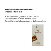 Maharani Sandal Flora Premium Incense Sticks (Chandan Agarbatti Multi-Pack) | 6-Pack Bundle - Rich Warm Sandalwood Aroma for Daily Pooja & Meditation Peace | South Africa | India Bazaar