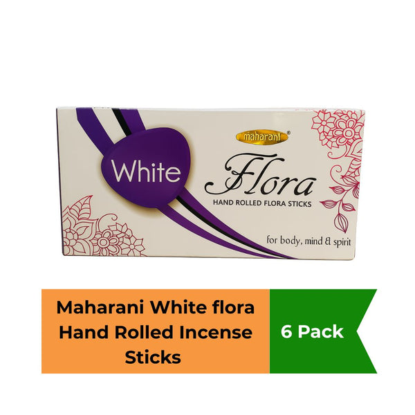 Maharani White flora Hand Rolled Incense Sticks Pack of 6