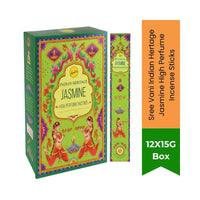 Sree Vani Indian Heritage Jasmine High Perfume Incense Sticks (Mogra Agarbatti) | Value Pack - Exotic Intoxicating Night Jasmine Perfumed Sticks for Pooja Mandirs | South Africa | India Bazaar