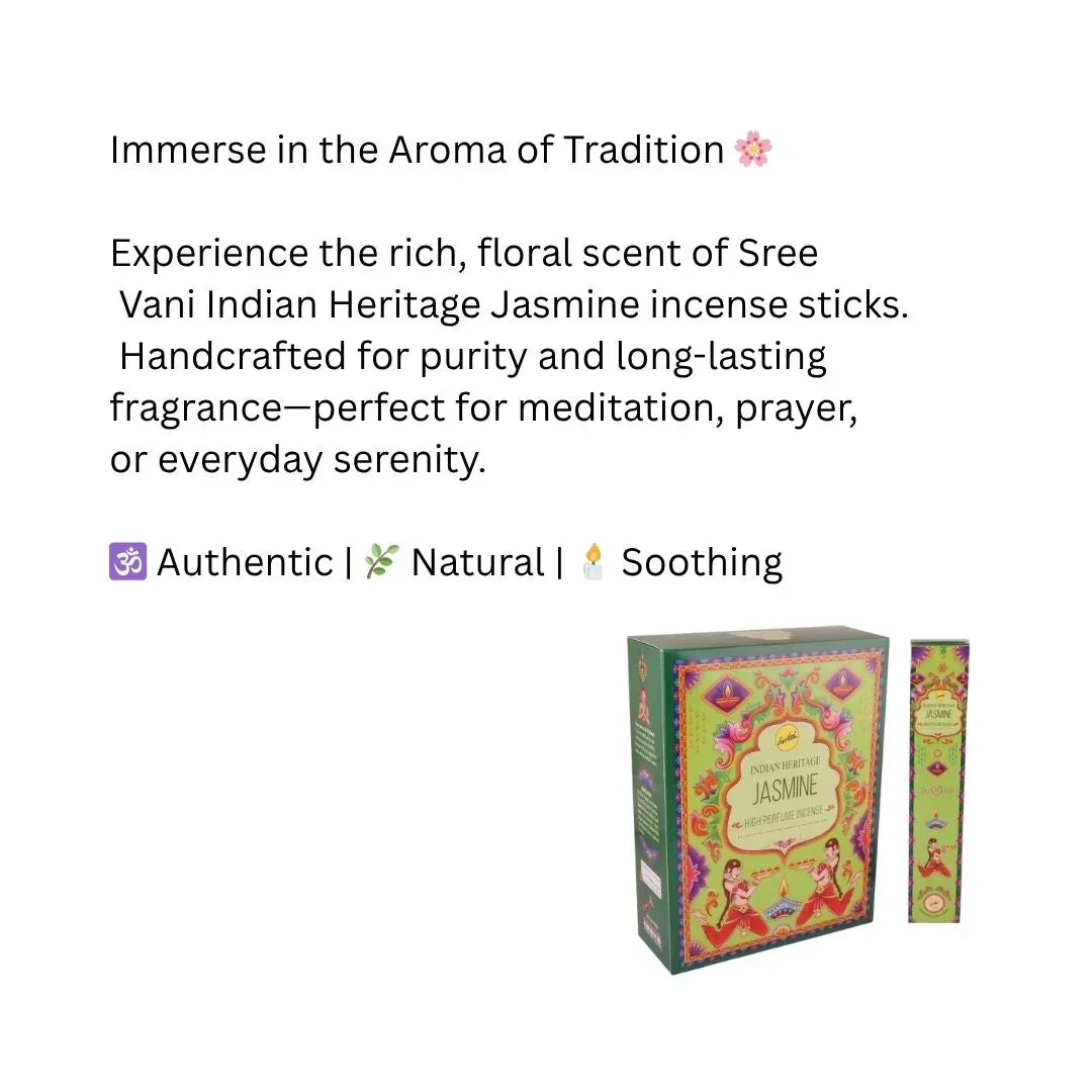 Sree Vani Indian Heritage Jasmine High Perfume Incense Sticks (Mogra Agarbatti) | Value Pack - Exotic Intoxicating Night Jasmine Perfumed Sticks for Pooja Mandirs | South Africa | India Bazaar