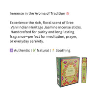 Sree Vani Indian Heritage Jasmine High Perfume Incense Sticks (Mogra Agarbatti) | Value Pack - Exotic Intoxicating Night Jasmine Perfumed Sticks for Pooja Mandirs | South Africa | India Bazaar