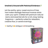 Sree Vani Indian Heritage Patchouli High Perfume Incense Sticks
