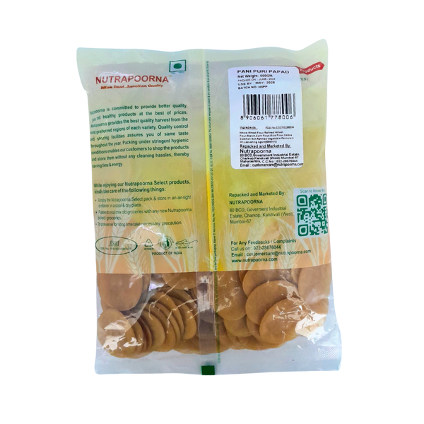 Nutrapoorna Pani Puri Papad 500Gm |BB:MAY.2026