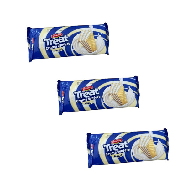 Britannia Treat Cream Wafers Vanilla pack Of 3 |BB:17.AUG.2026