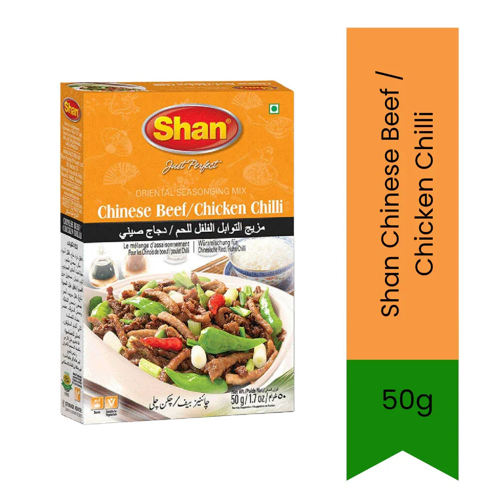 Shan Spicy Chilli Stir-Fry Sauce Mix | Chinese Beef or Chicken Chilli 50g | Garlic, Soy & Chilli Flavour | Bold & Savoury Cooking Sauce | South Africa | India Bazaar