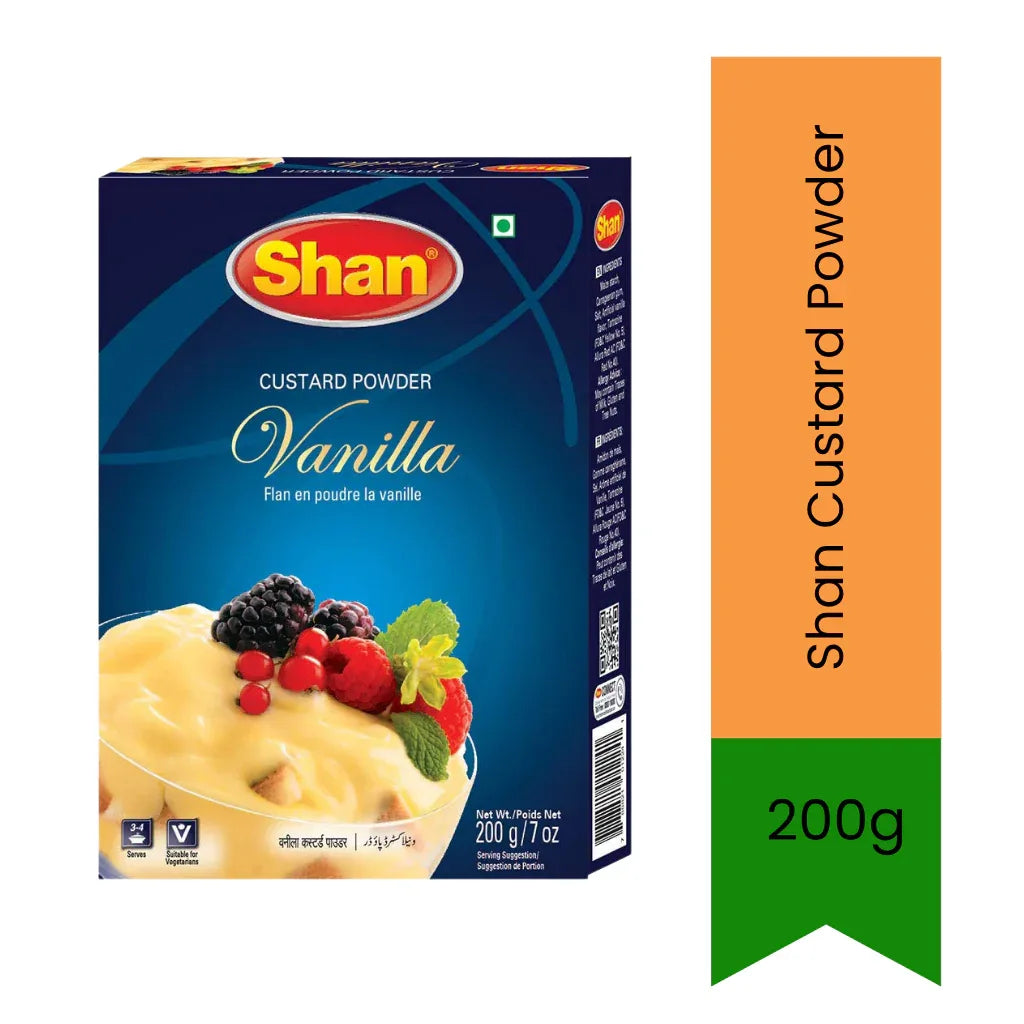 Shan Vanilla Custard Powder 200g | Creamy Dessert for Trifle, Fruit Custard & Puddings | Smooth, Sweet & Velvety | South Africa | India Bazaar