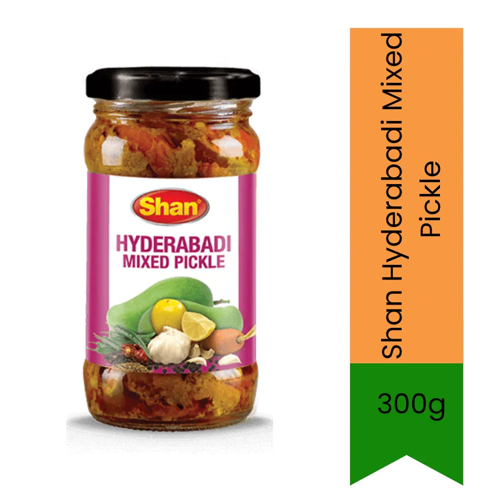 Shan Hyderabadi Mixed Pickle (Hyderabadi Mix Achar) | 300g - Traditional Spicy Vegetable Pickle for Rice & Meals, Bold Tangy Flavor | South Africa | India Bazaar