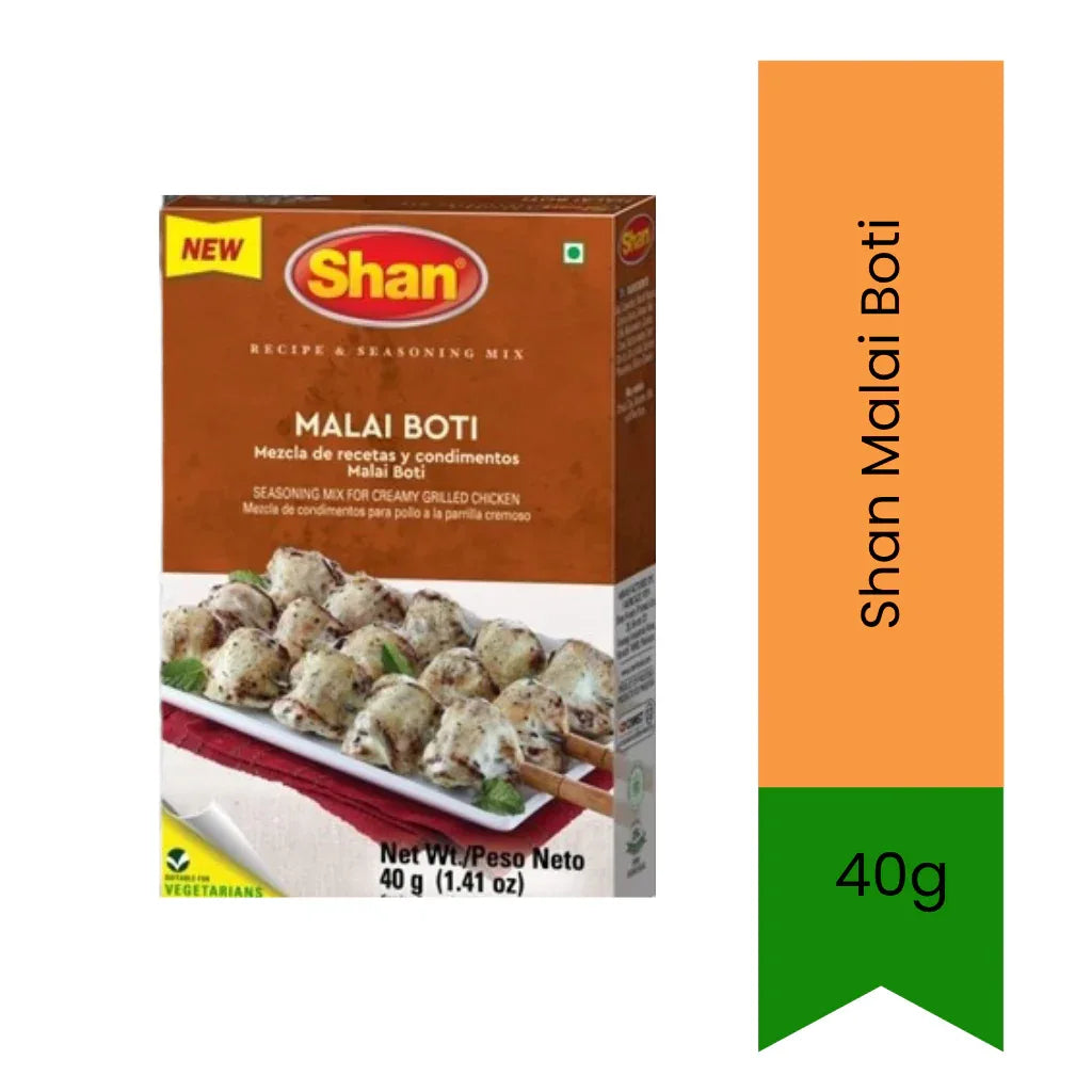 Shan Creamy Garlic Chicken Marinade, Malai Boti 40g | Rich, Creamy & Mildly Spiced | Perfect for Chicken Fillets, Skewers & Wraps | South Africa | India Bazaar