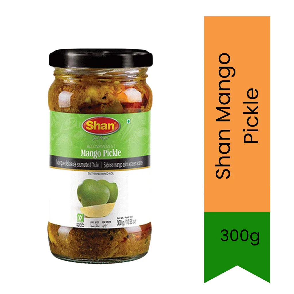 Shan Mango Pickle (Aam Achar) | 300g - Authentic Mango Pickle for Rice, Roti & Curry Dishes, Sweet Spicy Tangy Flavor | South Africa | India Bazaar