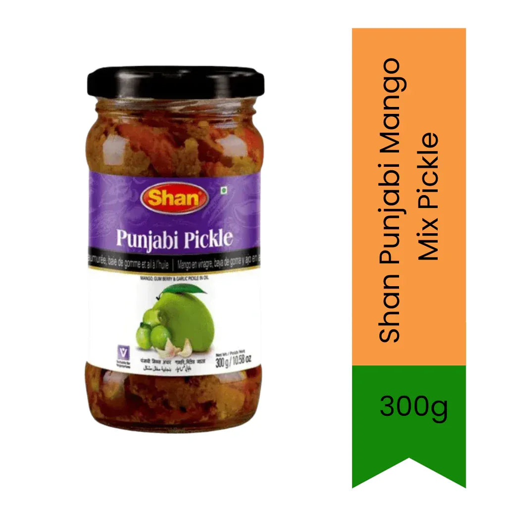 Shan Punjabi Mango Mix Pickle (Punjabi Aam Achar) | 300g - Authentic Mixed Mango Pickle for Curries, Rice & Snacks, Sweet Spicy Tangy Taste | South Africa | India Bazaar