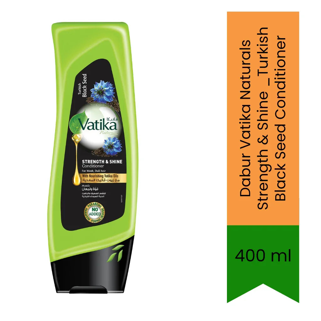 Dabur Vatika Naturals Strength & Shine Turkish Black Seed Conditioner | 400ml - Hair Fall Therapy for Smooth & Glossy Tresses | South Africa | India Bazaar