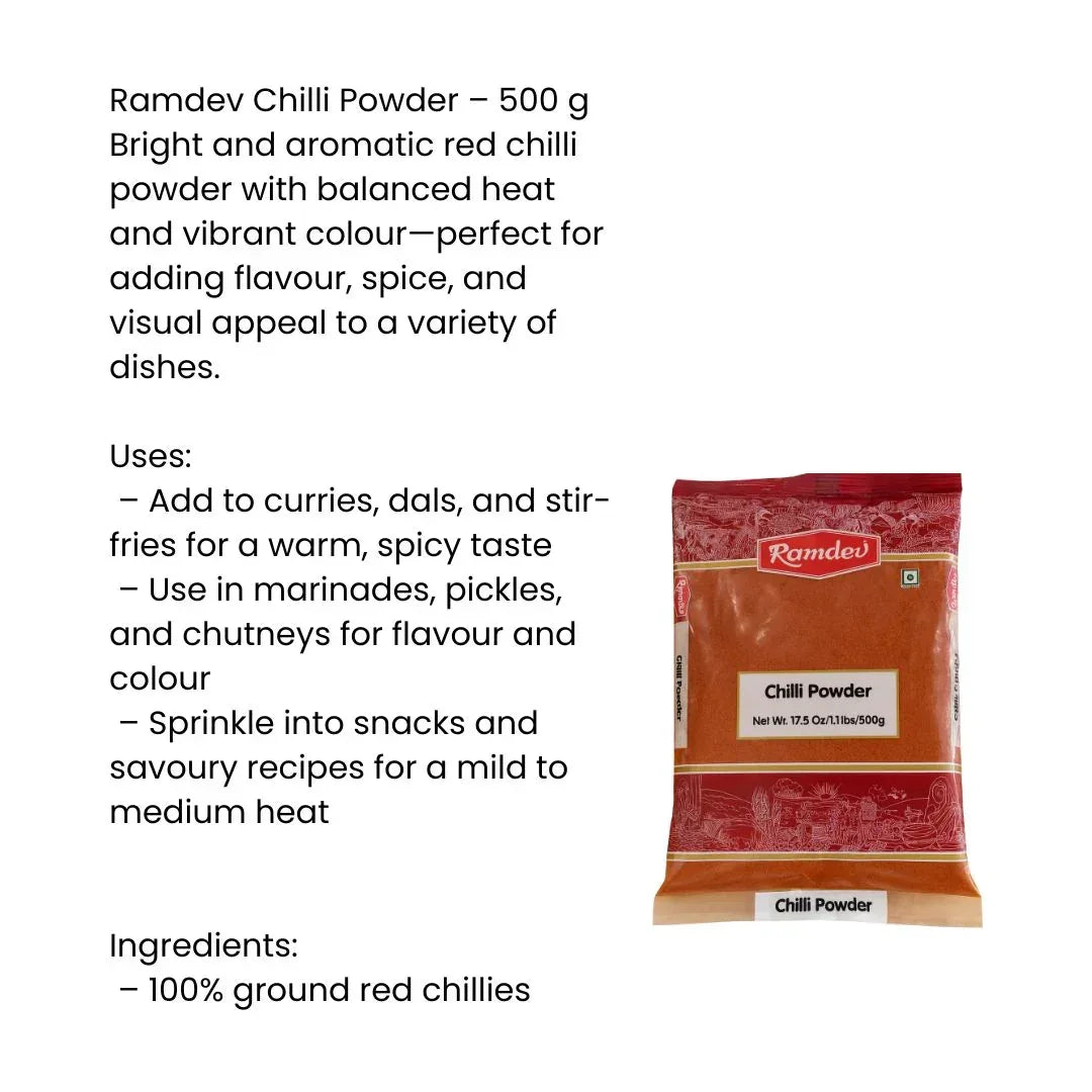 Ramdev Chilli Powder 500g – Pure & Spicy Indian Red Chili Powder | Bold Heat