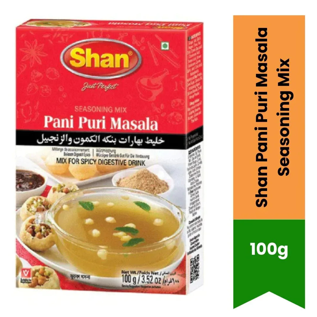 Shan Pani Puri Masala Seasoning Mix (Golgappa Water Powder) | 100g - Tangy Cumin & Mint Spice Blend for Authentic Street-Style Chaat, Sour & Spicy Digestive Kick | South Africa | India Bazaar