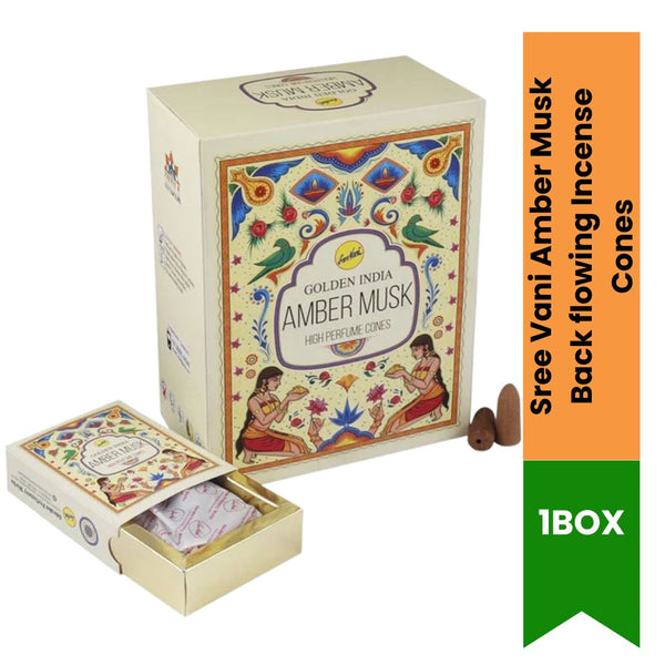 Sree Vani Amber Musk Back flowing Incense Cones