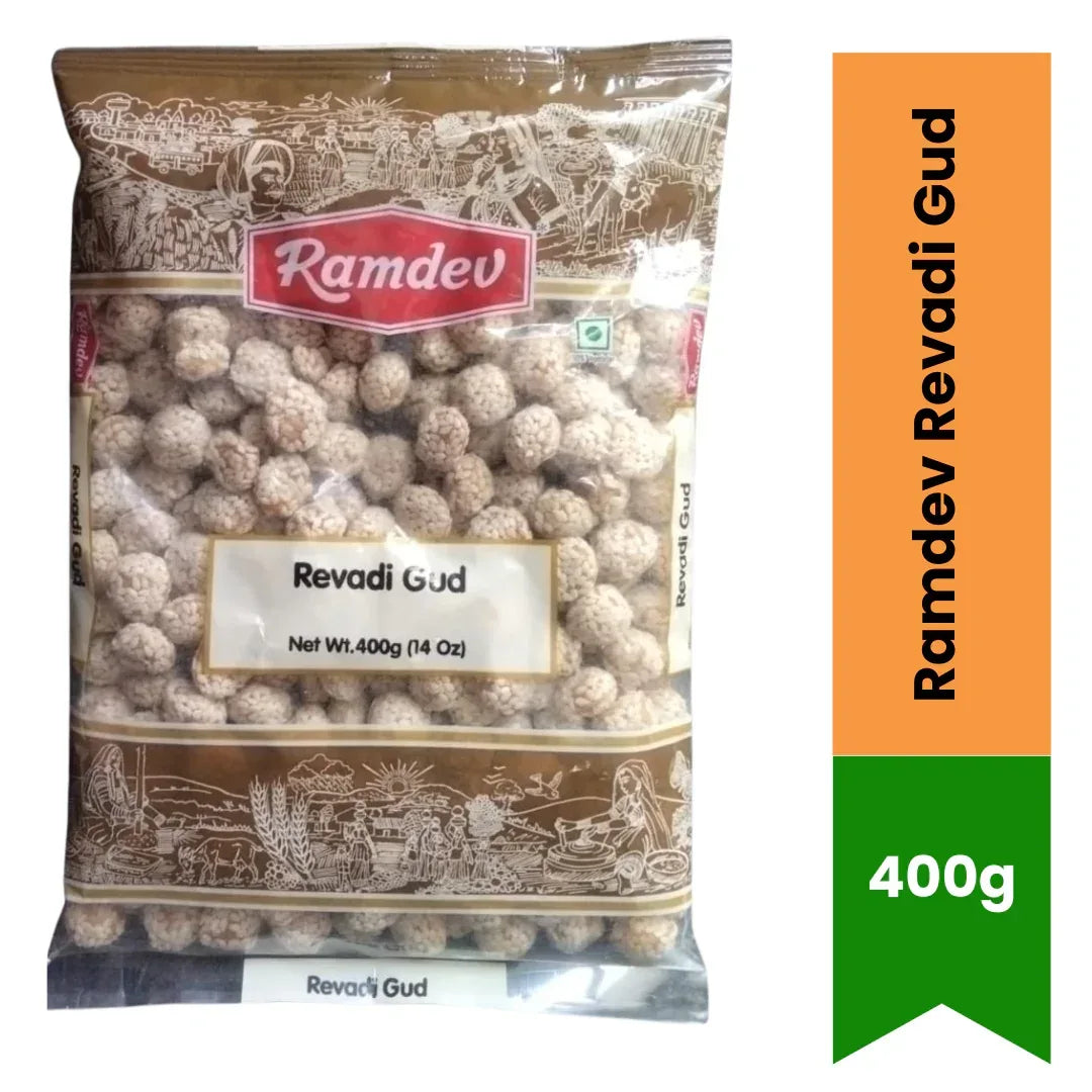 Ramdev Revadi Gud (Sesame Jaggery Til Rewri) | 400g - Traditional Crunchy Winter Sweet Treat for Lohri & Makar Sankranti Festivals | South Africa | India Bazaar