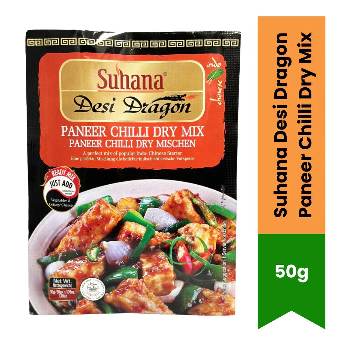 Suhana Desi Dragon Paneer Chilli Dry Mix Indo-Chinese Seasoning (Sukha Paneer Chilli) | 50g - Make Spicy Chicken, Cottage Cheese or Veg Stir-Fry for Rice, Pap & Chips, Easy Home Meal Mix | South Africa | India Bazaar