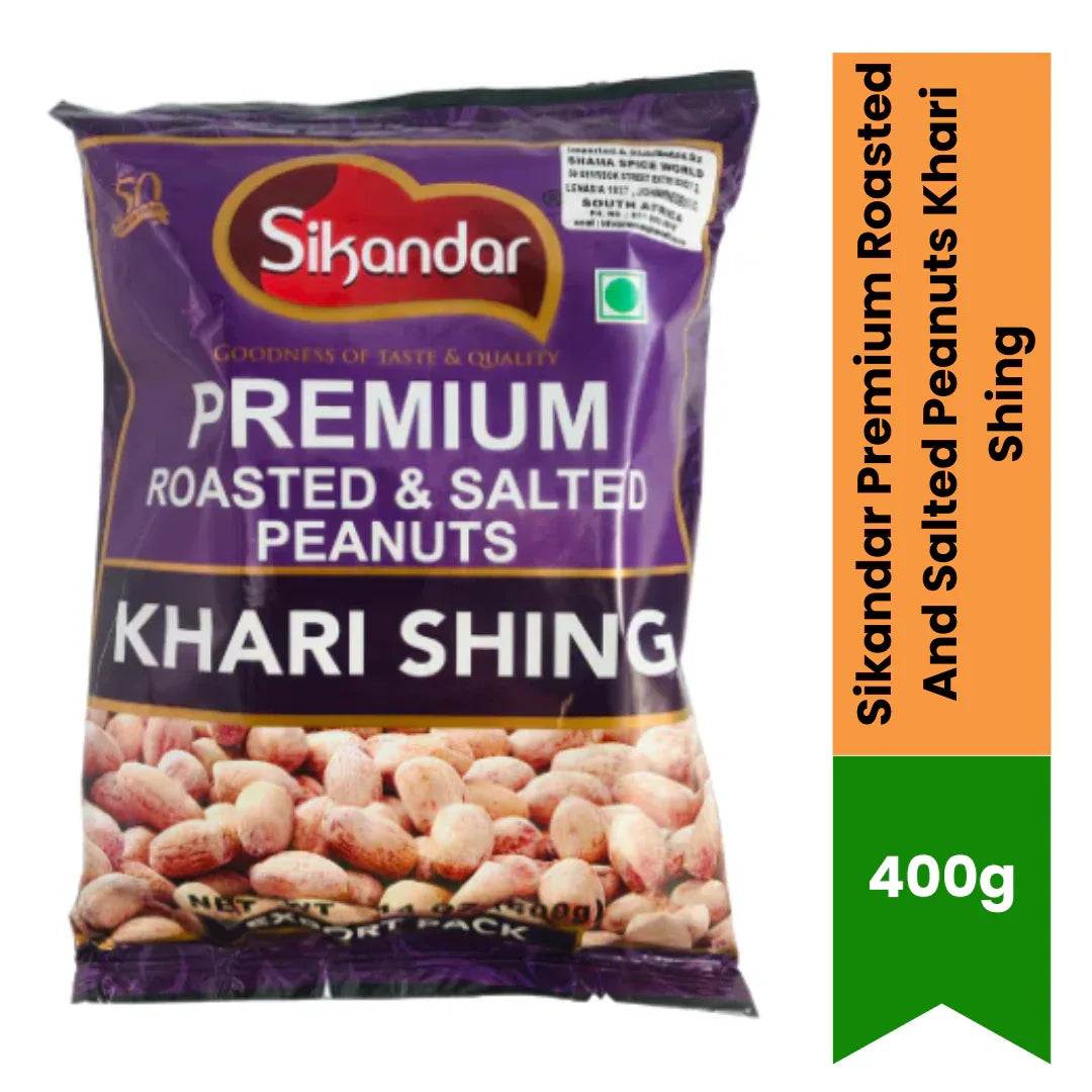 Sikandar Premium Roasted & Salted Peanuts (Khari Sing) | 400g - Traditional Crispy Oven-Baked Groundnuts in Shell, High-Protein Healthy Everyday Snack | South Africa | India Bazaar