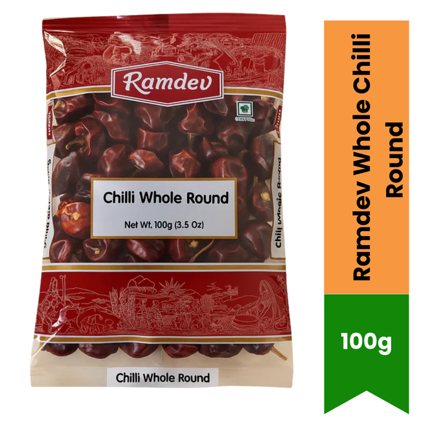 Ramdev Whole Chilli Round 100g – Authentic Indian Spice|BB:MAR.2027