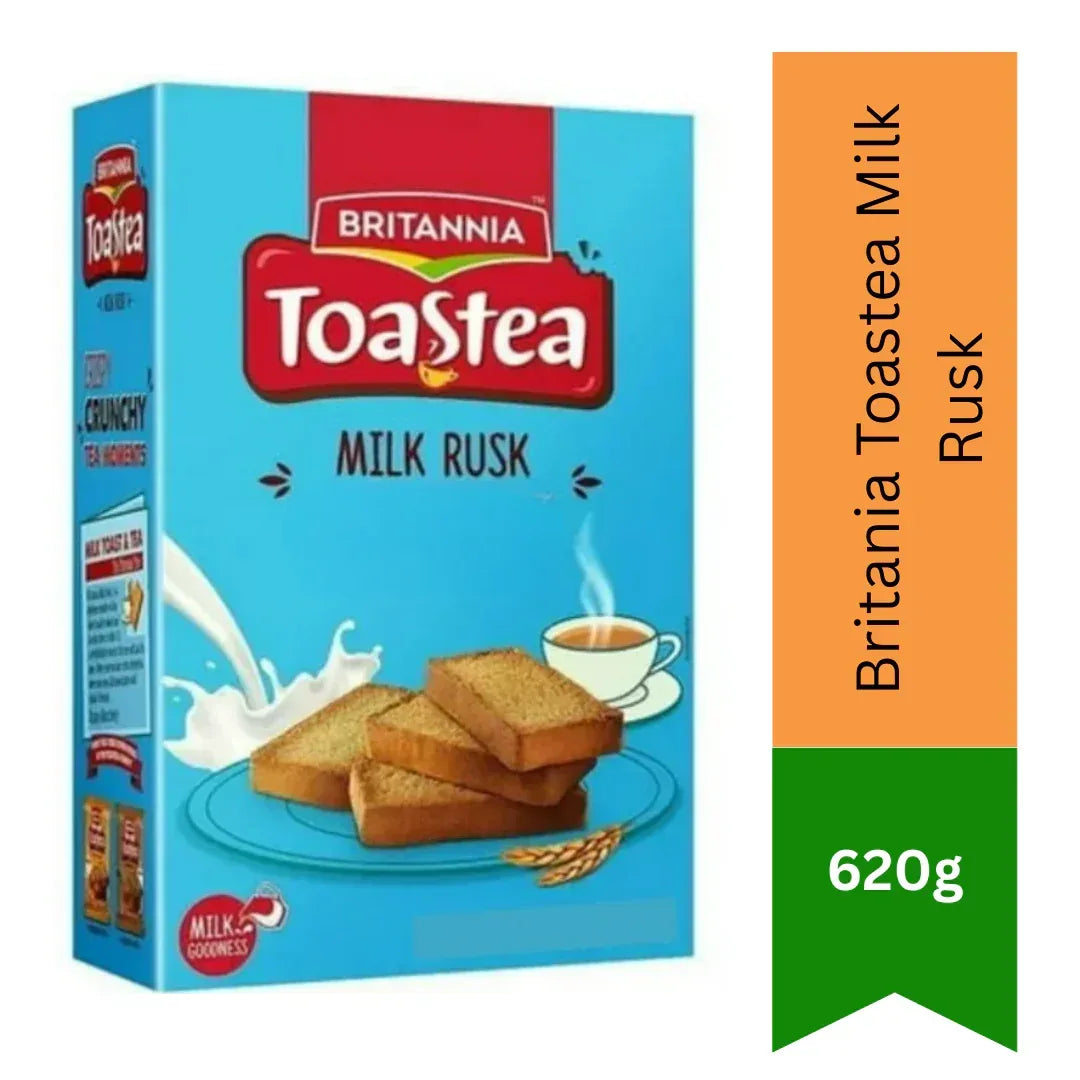 Britannia Toastea Milk Rusk (Crispy Toast) | 620g Bulk Box - Lightly Sweetened Twice-Baked Bakery Biscuits, Perfect Large Family Chai Companion | South Africa | India Bazaar