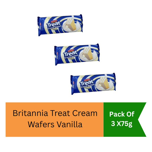 Britannia Treat Cream Wafers Vanilla pack Of 3|BB:17.AUG.2026