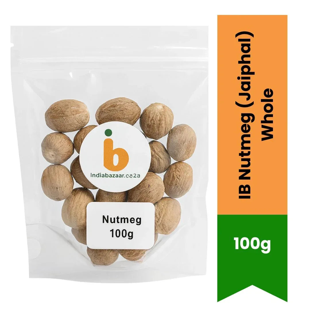 IB Whole Nutmeg (Jaiphal Spice Whole) - Highly Aromatic Core Kernel for Fresh Grating into Sweet Mithai Desserts, Baking & Savoury Cream Gravies | South Africa | India Bazaar