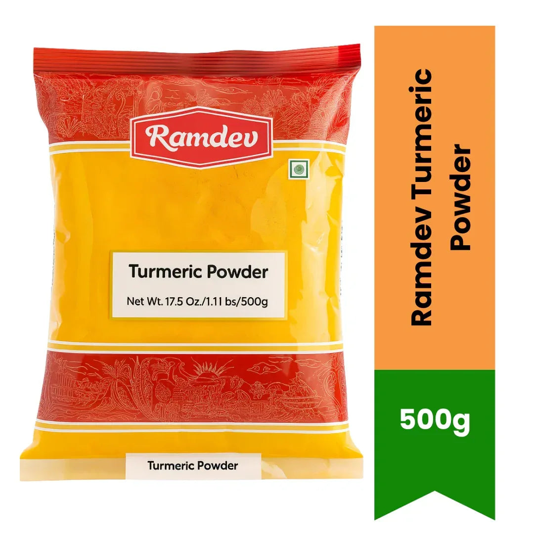 Ramdev Turmeric Powder (Haldi Powder) | 500g - Pure Vibrant Yellow Curry Spice, Natural Antioxidant Cooking Powder | South Africa | India Bazaar