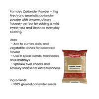 Ramdev Coriander Powder 1Kg – Pure & Aromatic Dhania Powder | Fresh Indian Spice