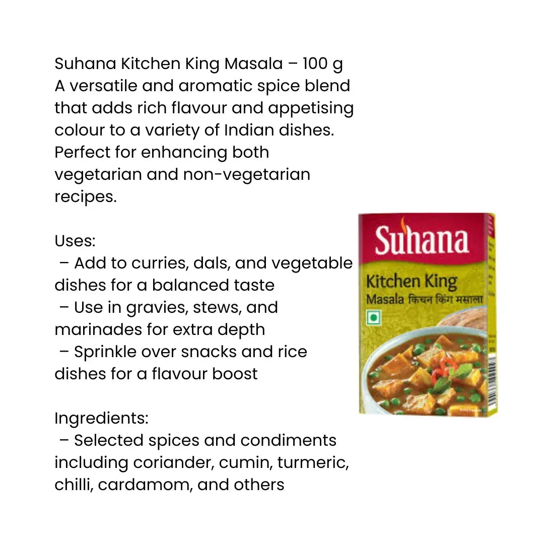 Suhana Kitchen King Masala 100g | Add to Chicken, Veg, Curries & Everyday Meals for Rich Flavour | All-in-One Cooking Spice | South Africa | India Bazaar
