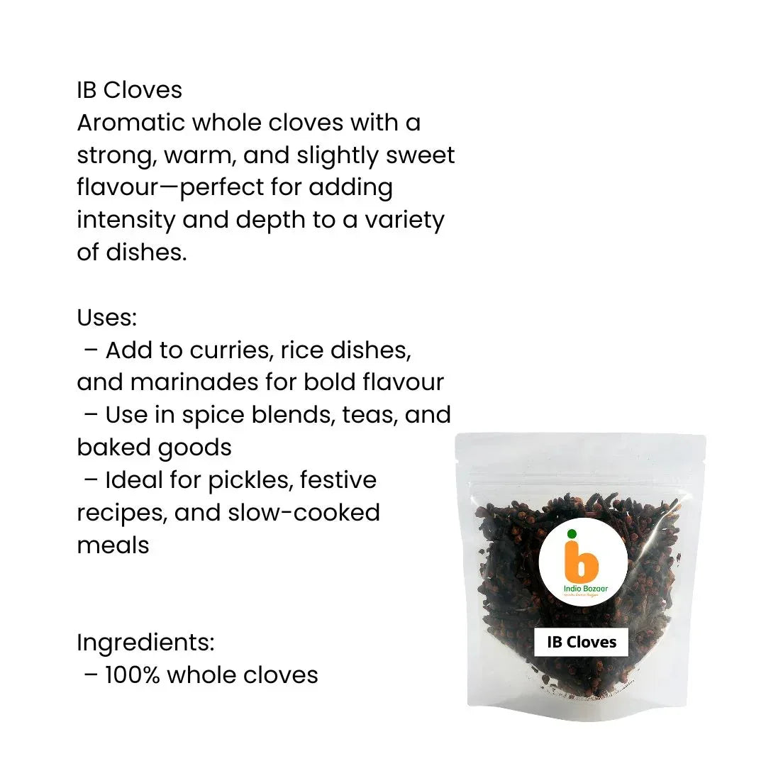 IB Whole Cloves (Laving / Laung) | 100g - Pungent Warming Spice for Royal Biryani Rice, Garam Masala Grinding & Toothache Oral Relief | South Africa | India Bazaar
