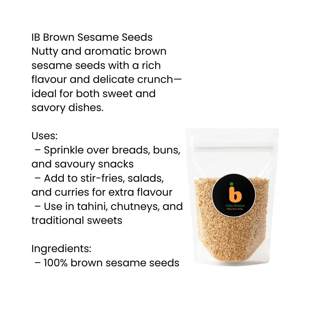 IB Brown Sesame Seeds (Kala-Bhura Til) | 250g - Nutty Oilseeds for Traditional Laddu Sweets, Til-Kachri & High-Calcium Ayurvedic Diets | South Africa | India Bazaar