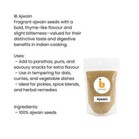 IB Carom Seeds (Ajwain Whole) | 250g - Sharp Thyme-Like Peppery Spice for Samosa Pastries, Tadka Dals & Instant Bloating Gas Relief | South Africa | India Bazaar