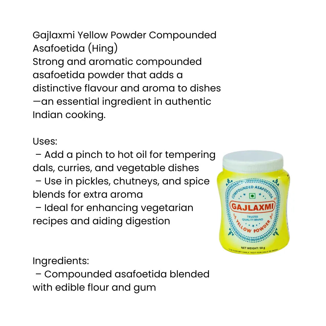 Gajlaxmi Yellow Powder Compounded Asafoetida(Hing) | 50g