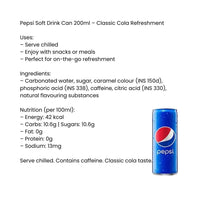 Pepsi Soft Drink Can 200ml – Classic Cola Refreshment