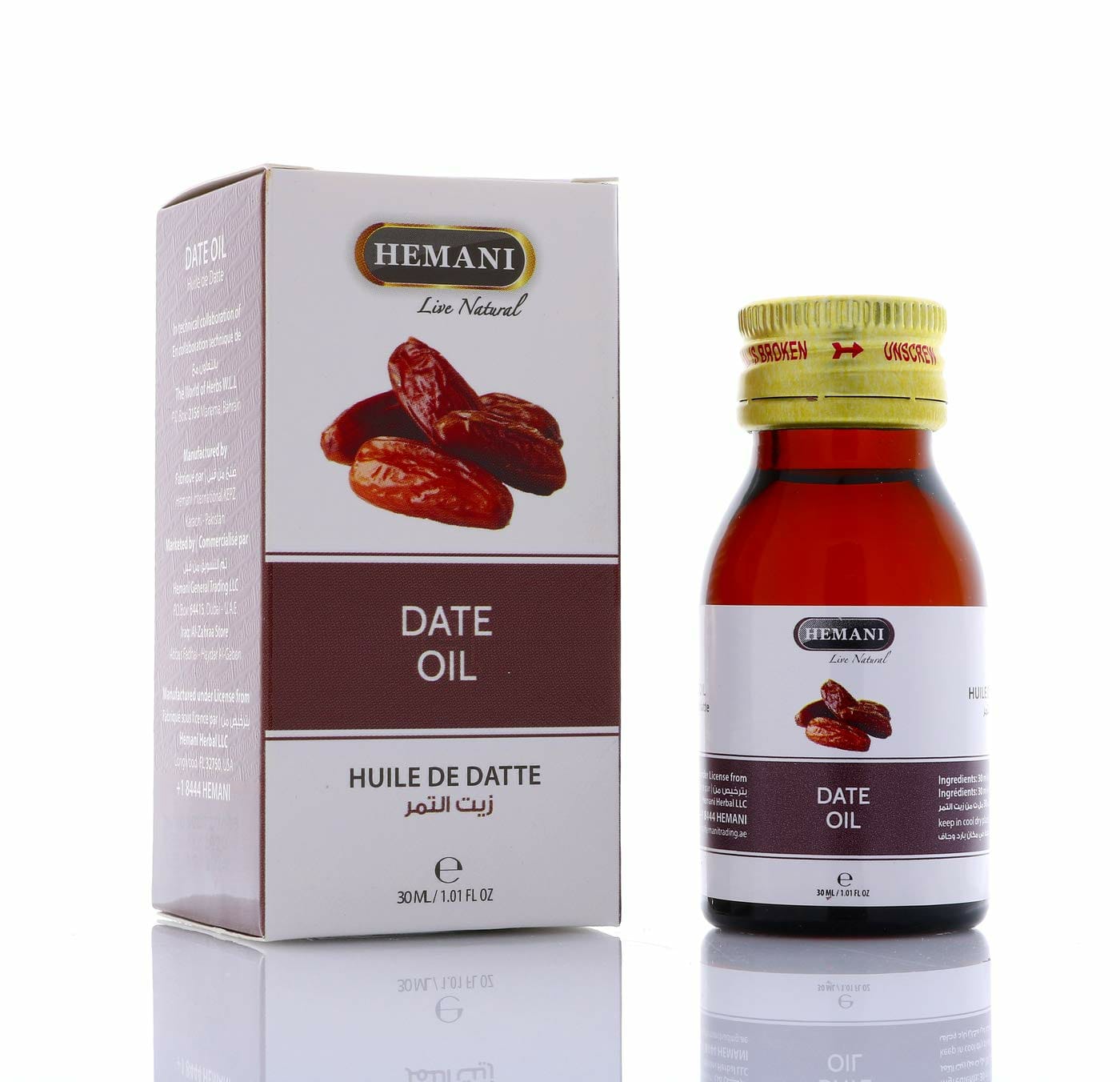 Hemani Live Natural Date Seed Oil (Khajur Ke Beej Ka Tel) | 30ml - Skin Care(For External Use Only)