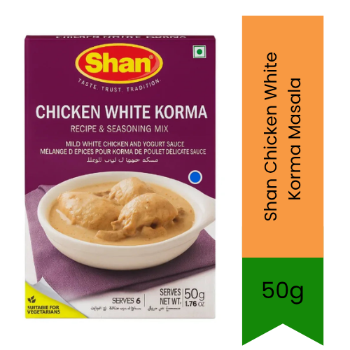Shan Chicken White Korma Masala | 50g - Authentic Mughlai Style Mild Spice Blend for Creamy Chicken Gravies, Rich Royal Dinner Flavour | South Africa | India Bazaar