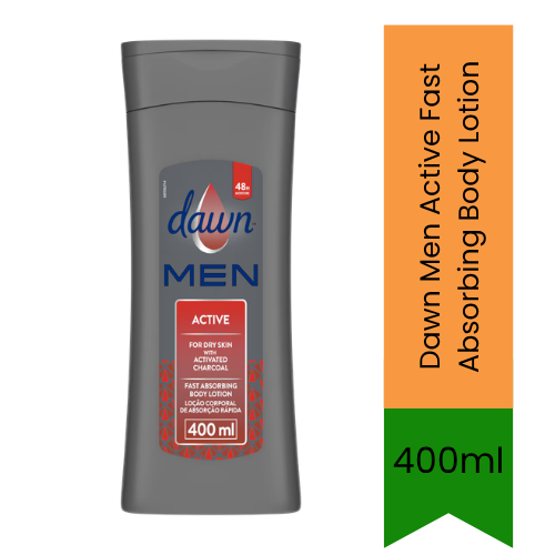 Dawn Men Active Fast Absorbing Body Lotion | 400ml - Premium Pure Fast Absorbing Lotion for Active Skin Care & Daily Hydration | Delivers Smooth Skin & Fresh Comfort | South Africa | India Bazaar
