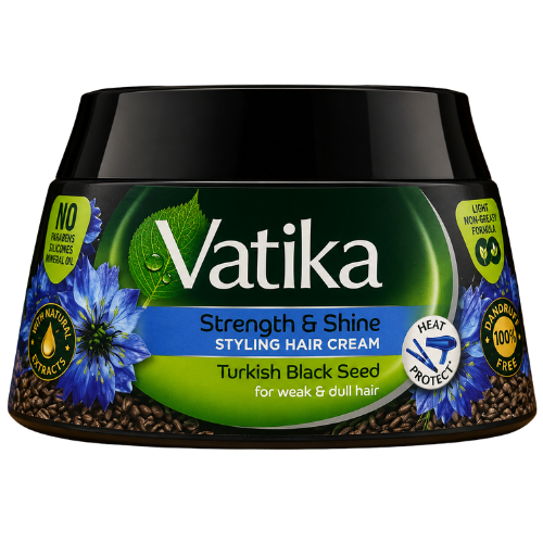 Dabur Vatika Strength & Shine Hair Styling Cream | 140ml - Premium Pure Hair Cream for Stronger Hair, Daily Styling & Nourishment | Delivers Brilliant Shine & Smooth Texture | South Africa | India Bazaar